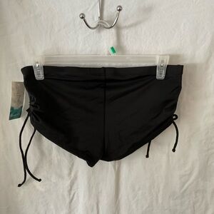 Aqua tech Black Bikini Bottoms side tie shortie size large